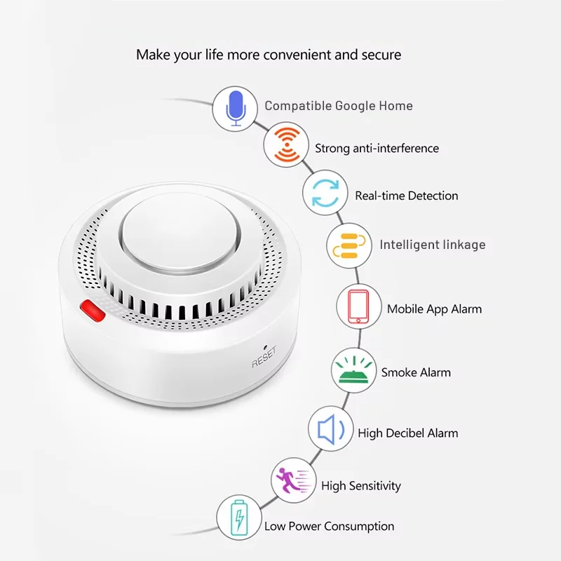 Slimme wifi rookmelder brandalarm 85dB