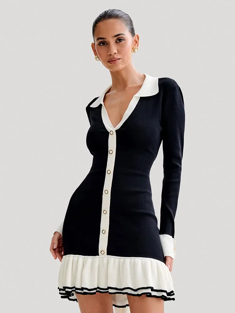 Gebreide mini jurk met rugdecolleté en bandage ontwerp