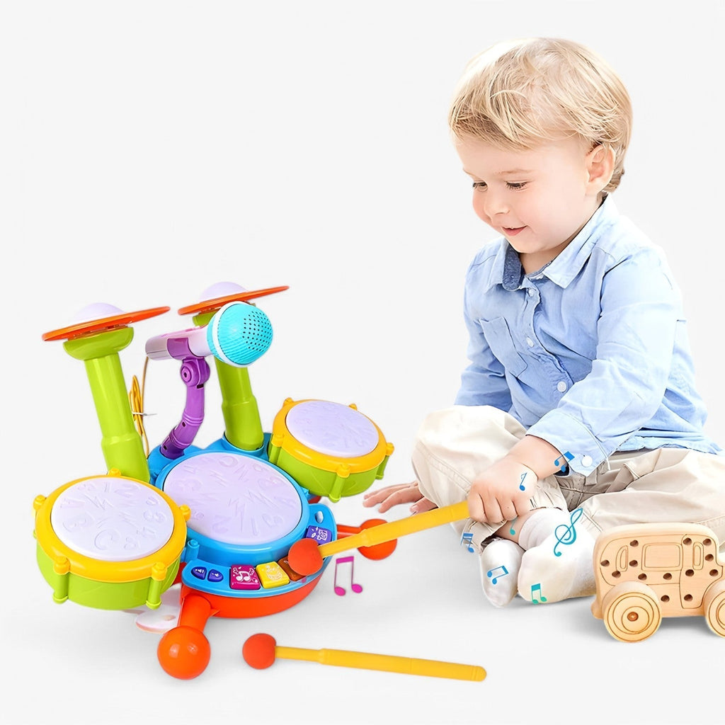 Interactief leer-drumstel met microfoon voor peuters