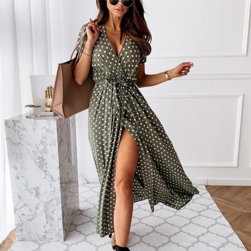 Jurk met split en V-hals VeeDress