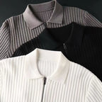 Heren merino polotrui met rits