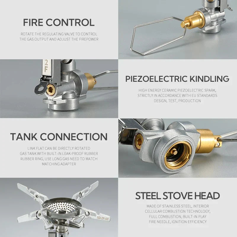 Mini draagbare camping gasfornuis met verstelbare vlam