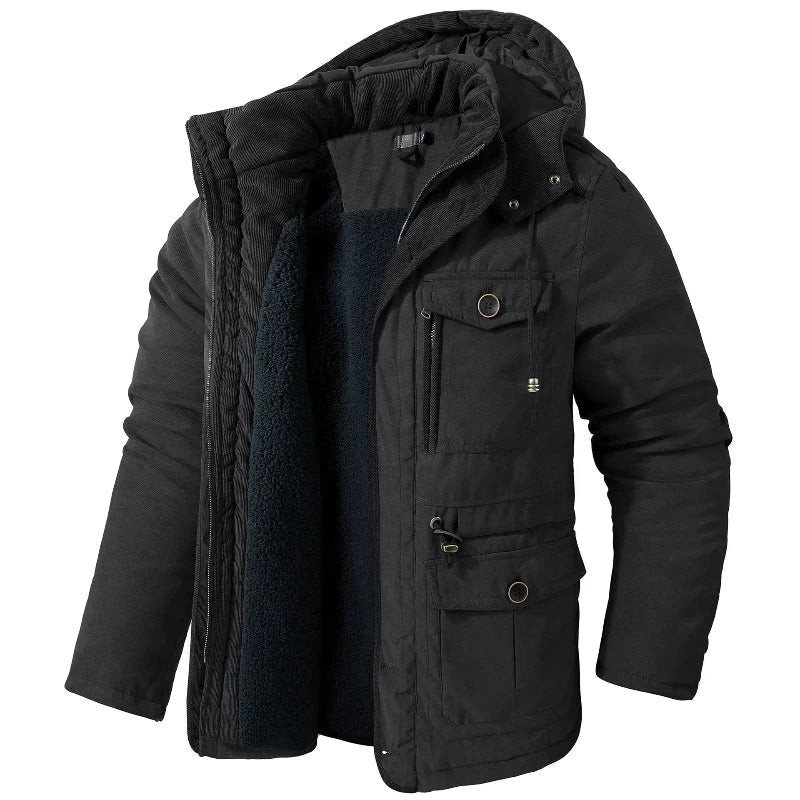 Geïsoleerde parka met capuchon en meerdere zakken