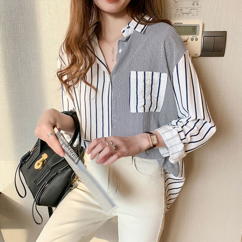 Blouse met krijtstrepen voor dames