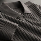 Heren merino polotrui met rits