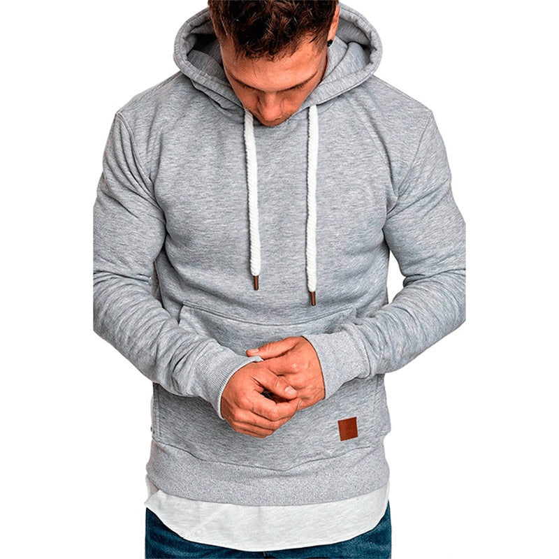 Casual hoodie voor heren - met buidelzak en wit koord