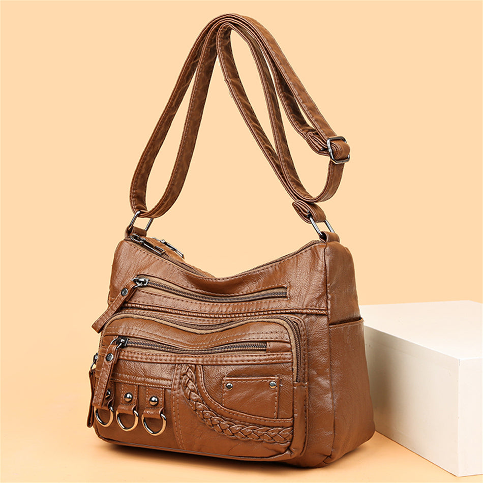 Vintage leren dames handtas