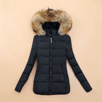 Winterjas met imitatie bontkraag voor dames