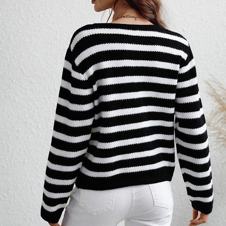 Gestreept dames herfstvest