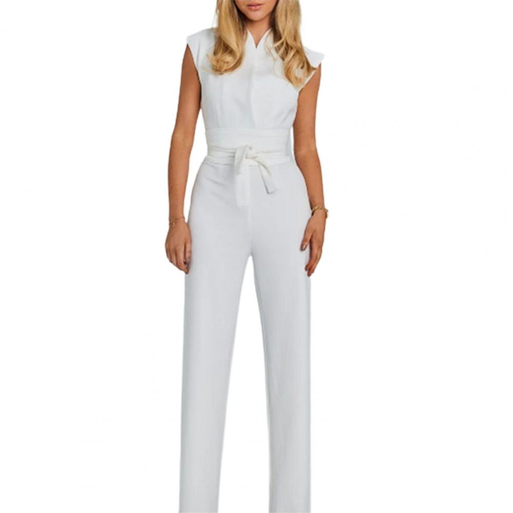 Luchtige dames jumpsuit met wijde pijpen en V-Hals