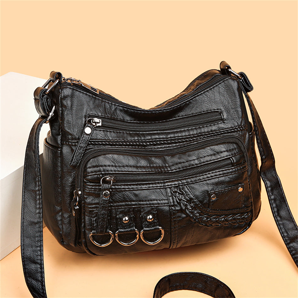 Vintage leren dames handtas