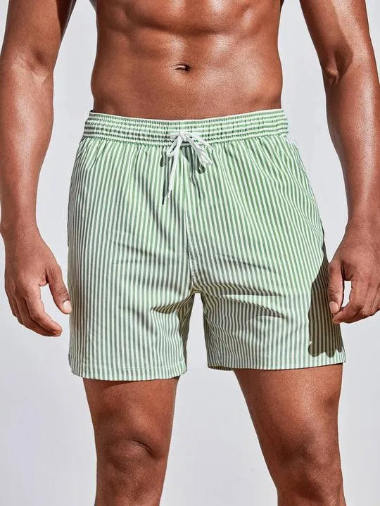 Gestreepte zwemshort met elastische tailleband en trekkoord