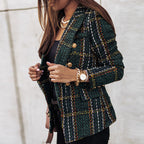 Geruite blazer met twee rijen knopen