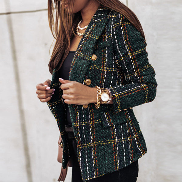 Geruite blazer met twee rijen knopen