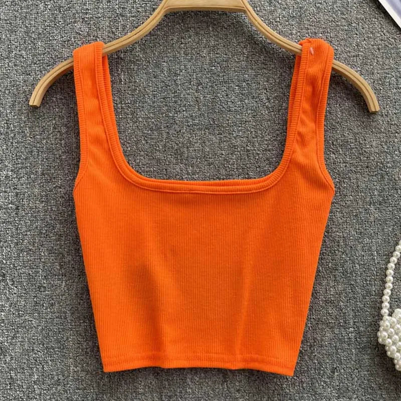 Rugloze cropped tanktop in effen kleur