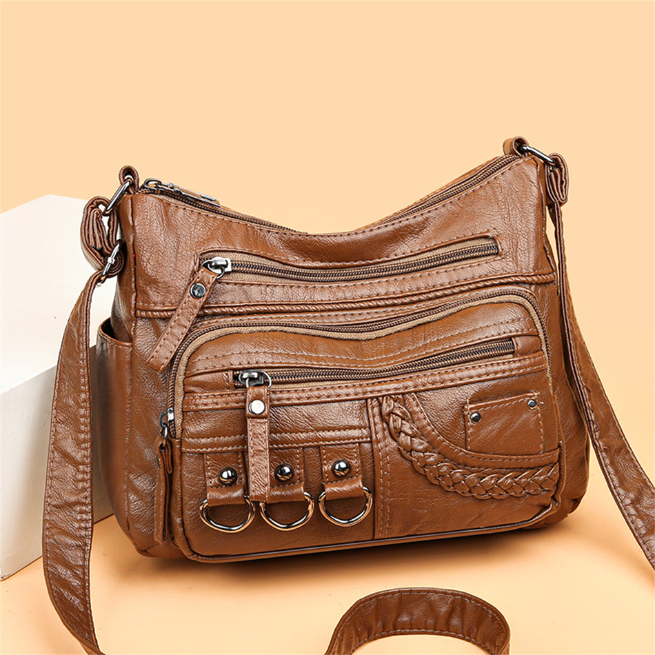 Vintage leren dames handtas
