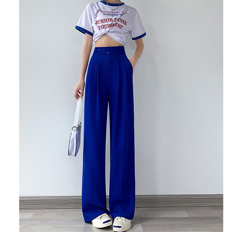 Casual hoge taille damesbroek met wijde pijpen — afbeelding 25
