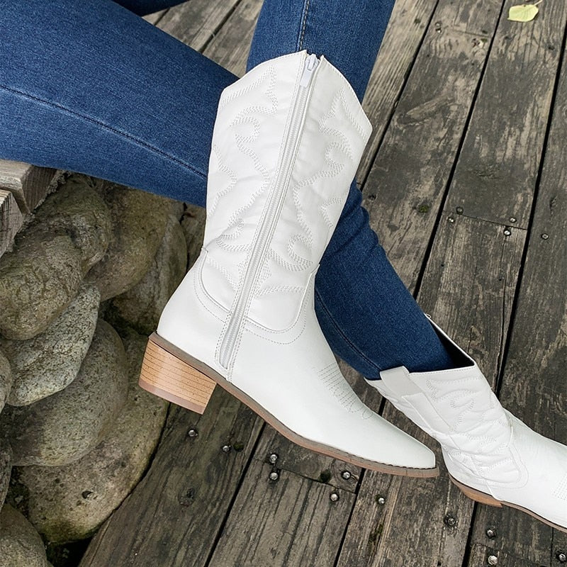 Retro western cowboy dameslaarzen