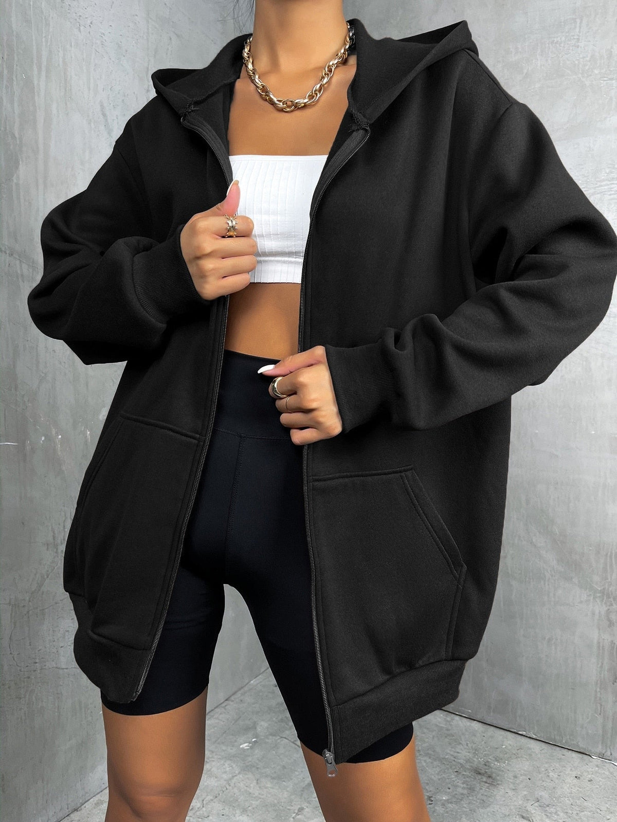 Vest met rits en hoodie voor dames