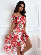 Off-Shoulder mini-jurk met ruches