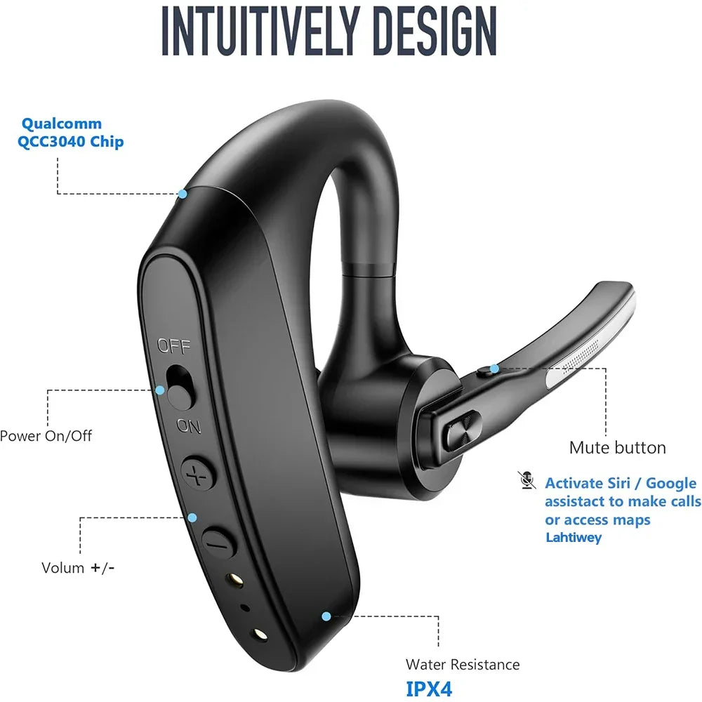 Ruisonderdrukkende bluetooth-headset met dubbele microfoons