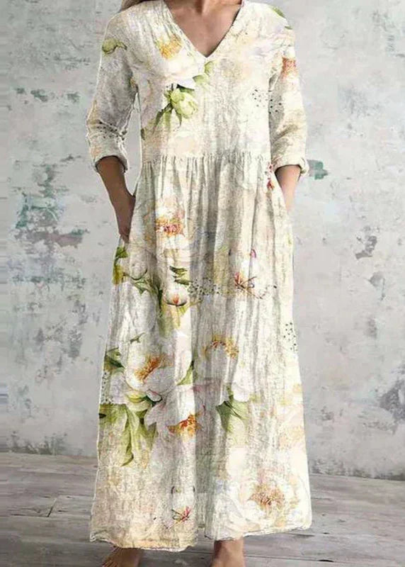 Luchtige midi-jurk met bloemenprint