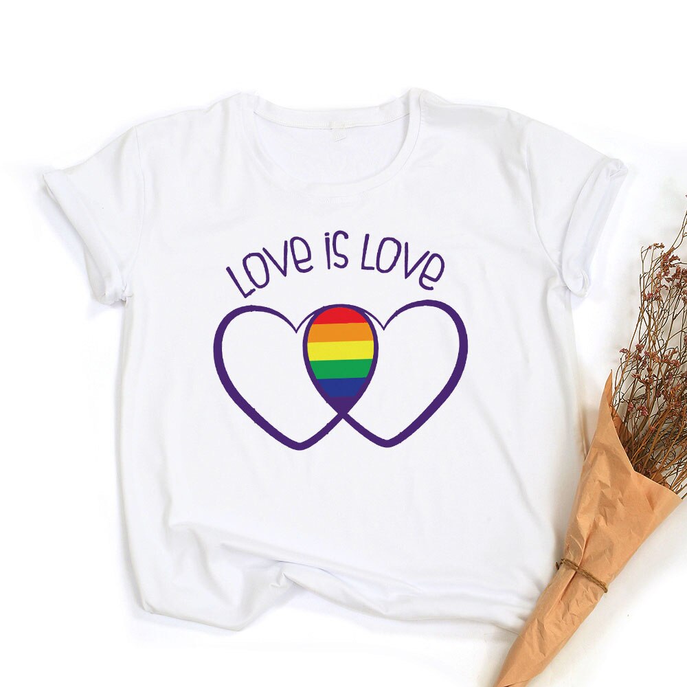 LGBT trots retro zomertop – Peace love equality regenboog grafische T-Shirt