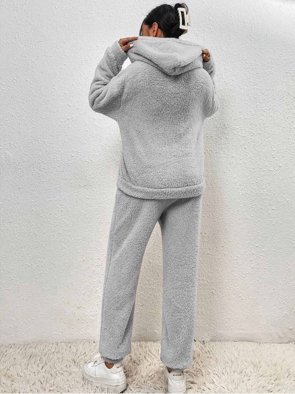 Ultra-Comfortabel teddy huispak met capuchon — afbeelding 37
