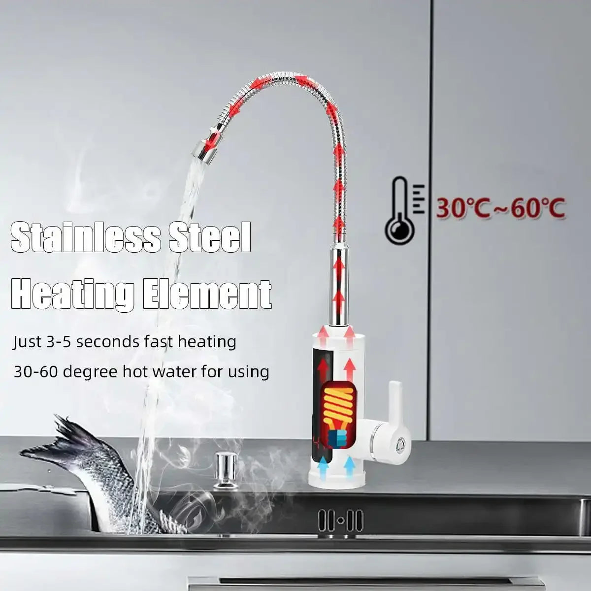 3000W elektrische keukenkraan met direct warm water — afbeelding 5