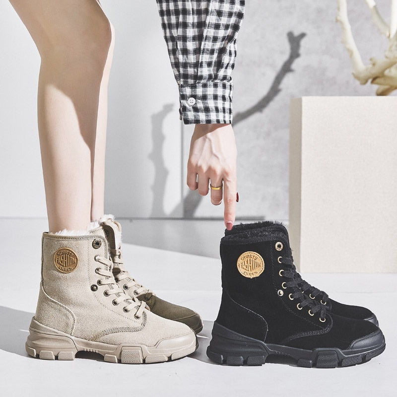 Suede boots met voering voor dames