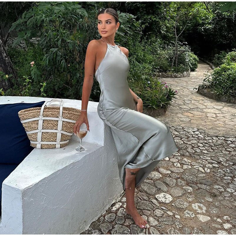 Mouwloze maxi-jurk met bandjes