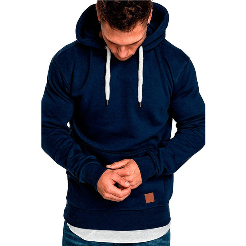 Casual hoodie voor heren - met buidelzak en wit koord