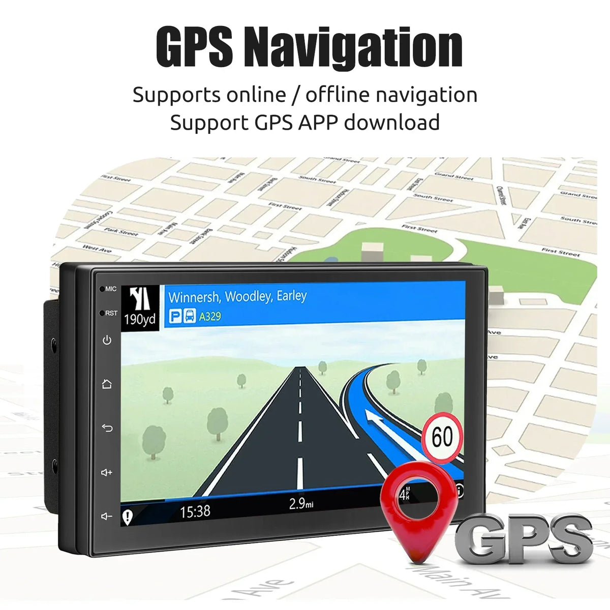 Universele android auto stereo met touchscreen, GPS en draadloze carplay