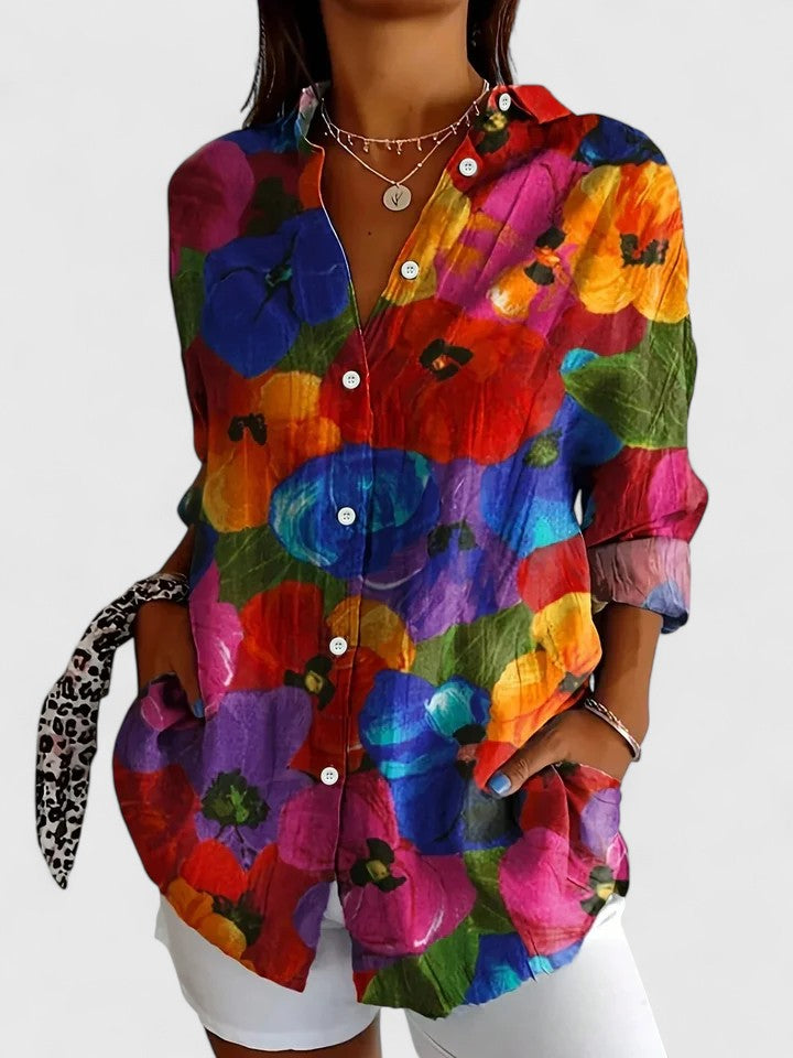 Caro | Damesblouse met kleurrijke print