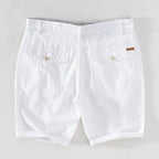 Herenshorts van linnen-katoen met knoopsluiting