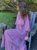 Bedrukte maxi jurk met tailleband