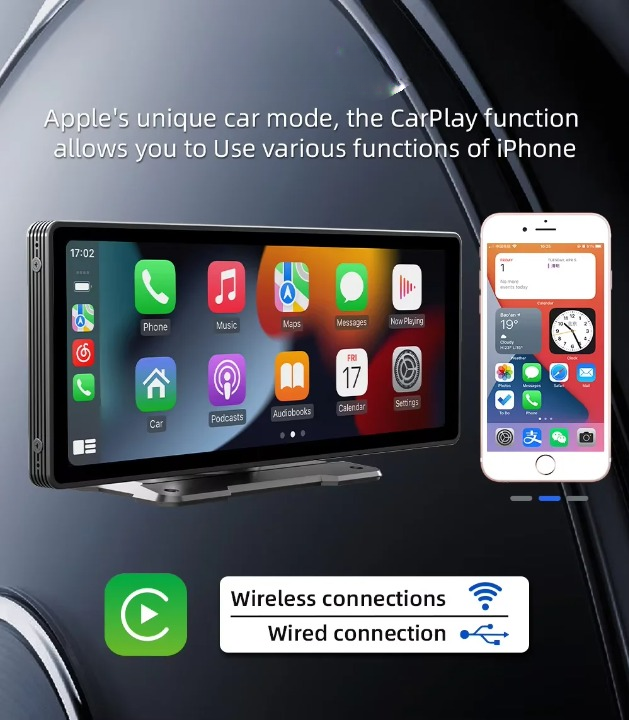 Universele 10,26-inch (26,06 cm) auto multimediaspeler met draadloze carplay
