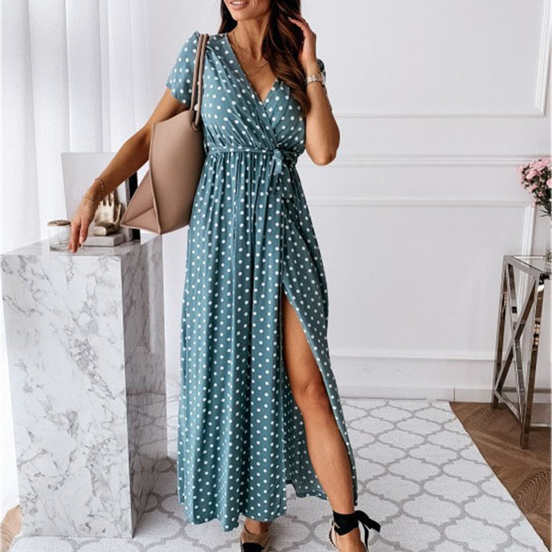 Jurk met split en V-hals VeeDress
