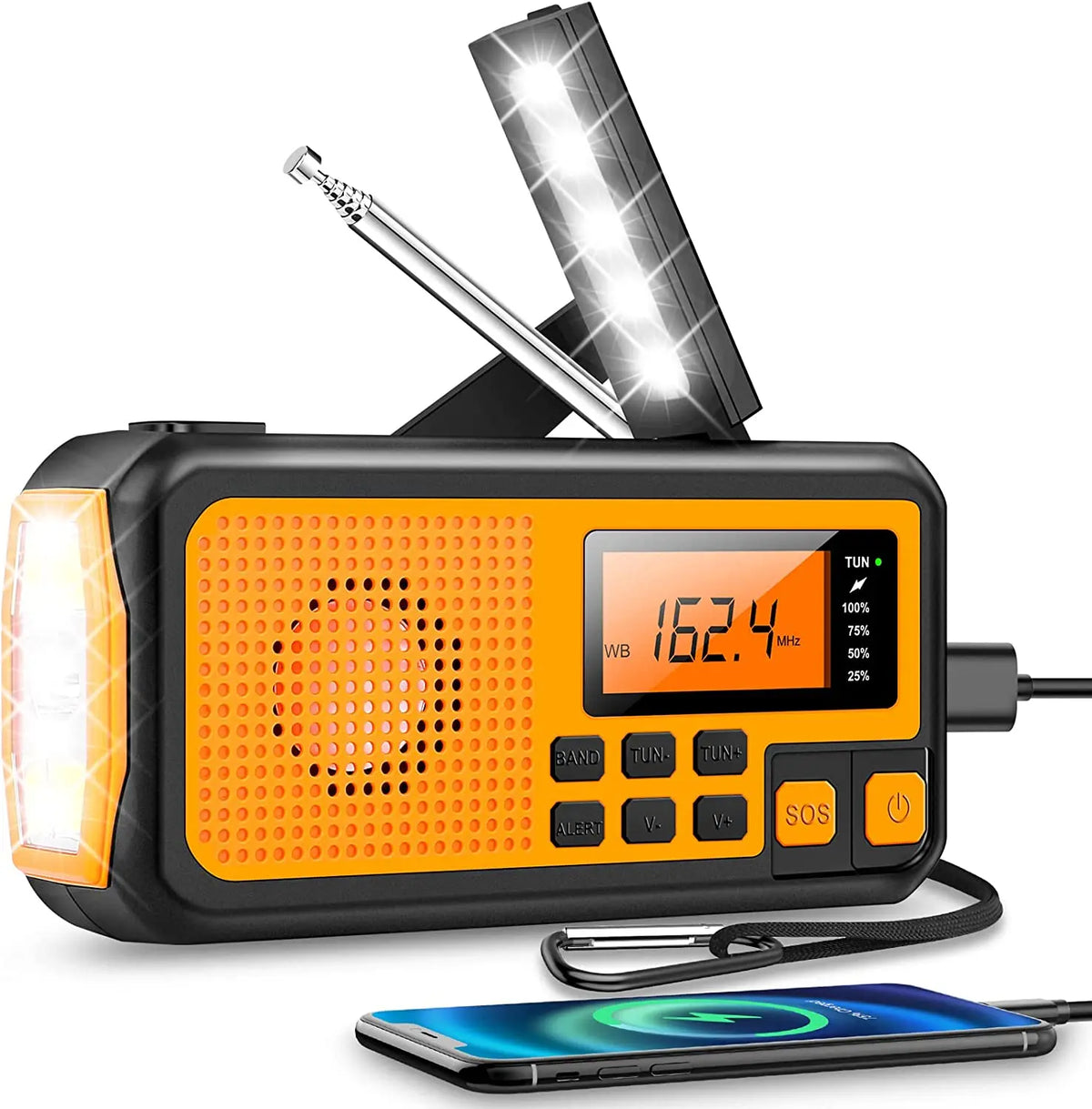 Multifunctionele noodradio met oplaadopties