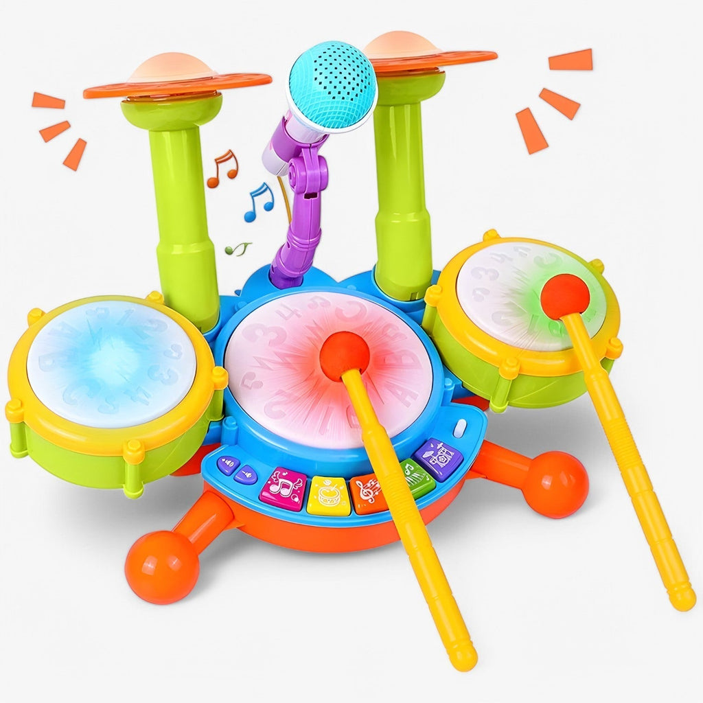 Interactief leer-drumstel met microfoon voor peuters