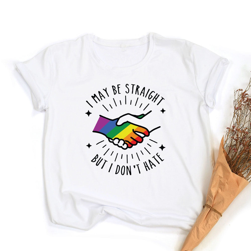 LGBT trots retro zomertop – Peace love equality regenboog grafische T-Shirt