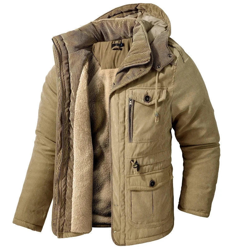 Geïsoleerde parka met capuchon en meerdere zakken