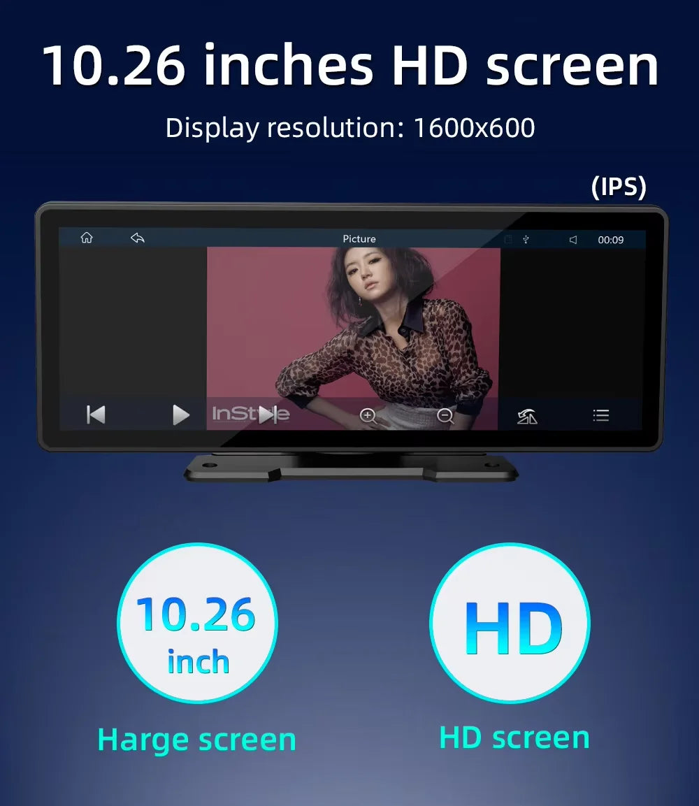 Universele 10,26-inch (26,06 cm) auto multimediaspeler met draadloze carplay