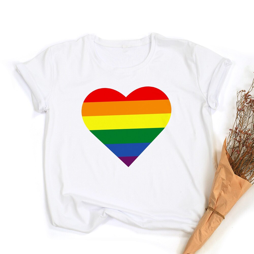 LGBT trots retro zomertop – Peace love equality regenboog grafische T-Shirt
