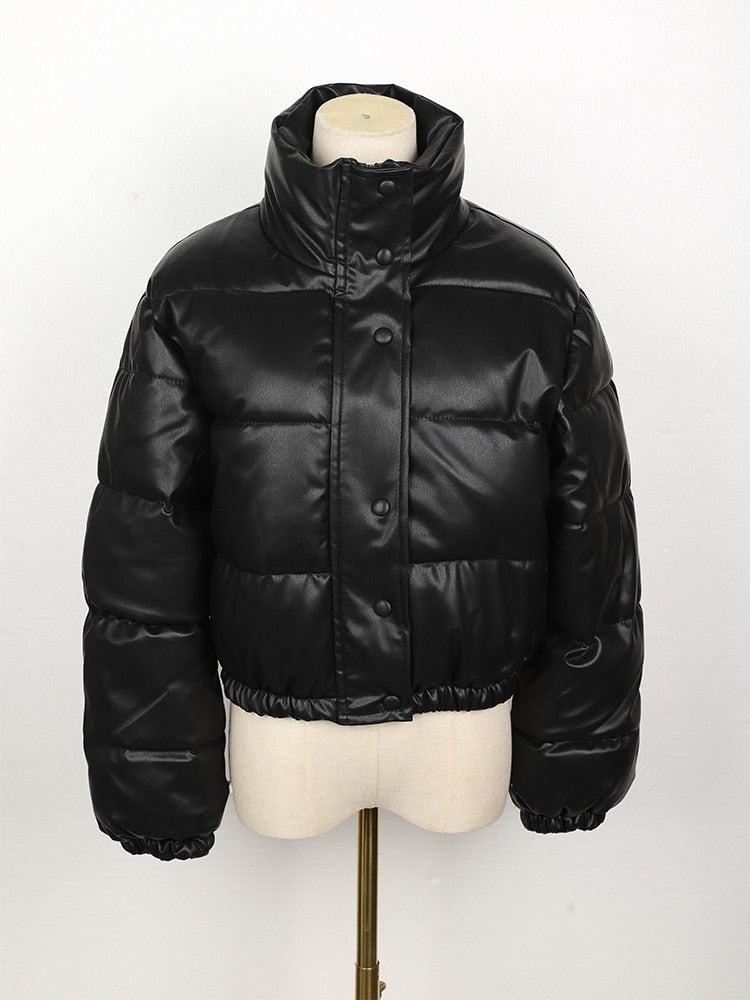 Leren puffer jas voor dames