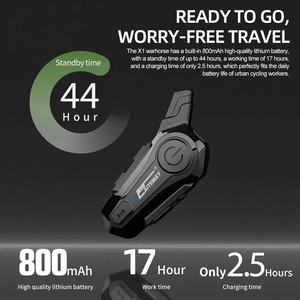 Bluetooth motorhelm intercom headset met 1000m bereik