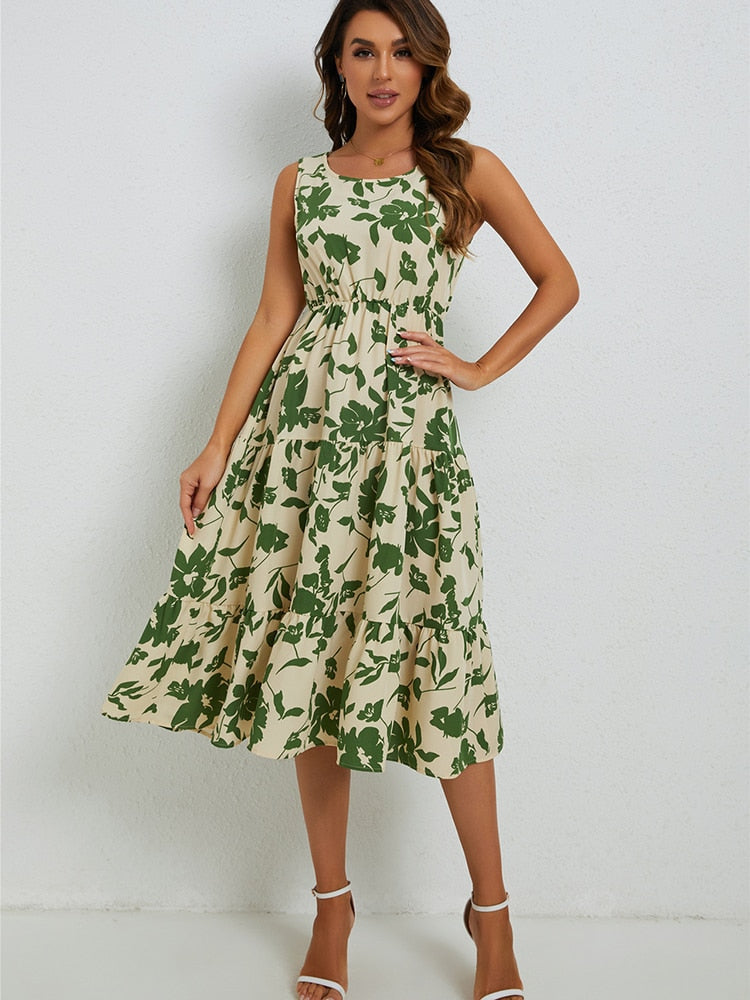 Zomerse midi-jurk met bloemenprint