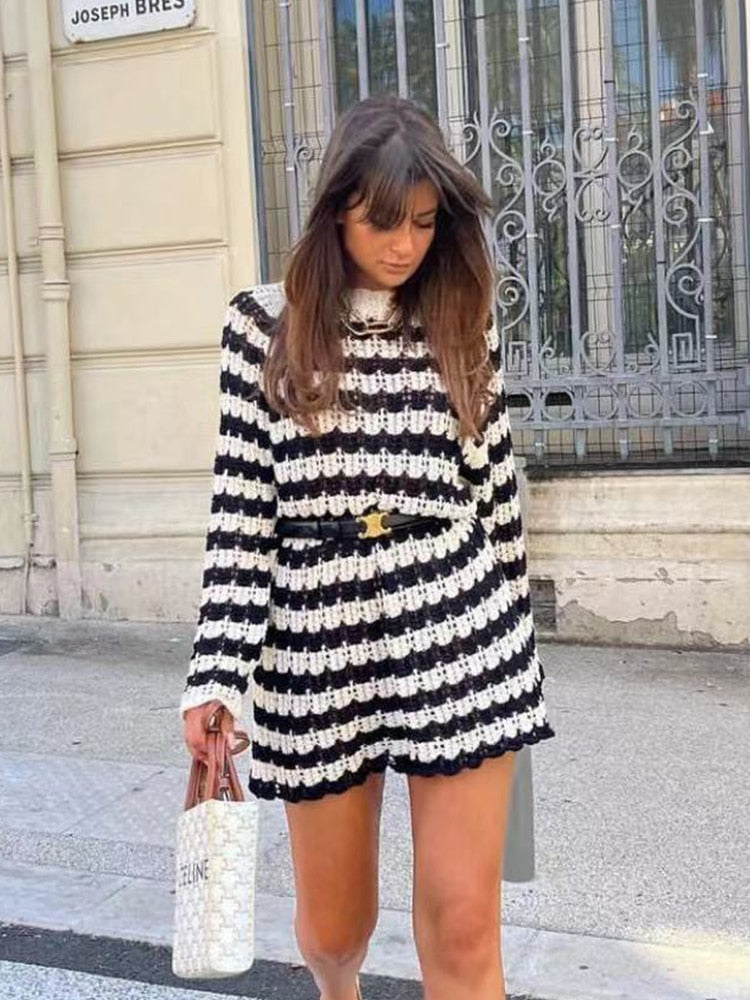 Vintage damestrui ZACK RAIN met zwart-witte strepen