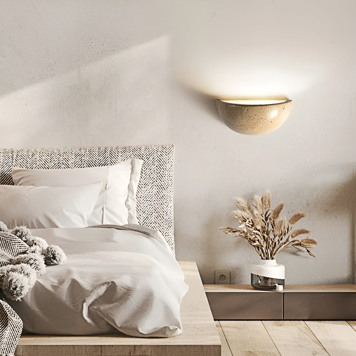 Halfronde LED wabi-sabi wandlamp