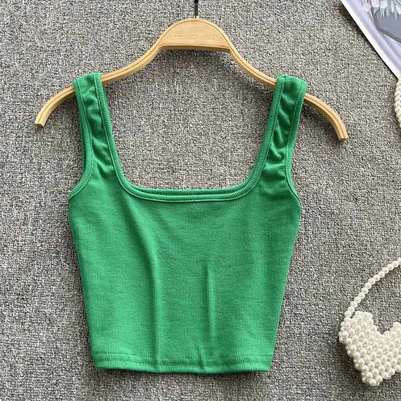 Rugloze cropped tanktop in effen kleur